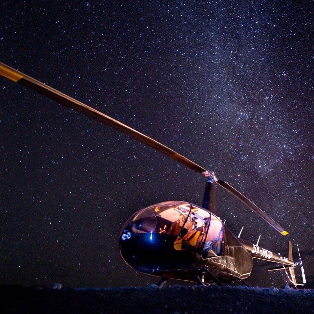 bushandbeyond's tweet photo. Heli camping &amp; starry skies ✨🌙
#OlMaloChoppers (📸: @harryjdyer ) #adventureon #africanskies #olmalonomad #olmalo #helifishing #helicamping #robinsonhelicopters #r44 #wildlifewildliving #stars #kenya #safari https://t.co/dYGxQbjR8G
