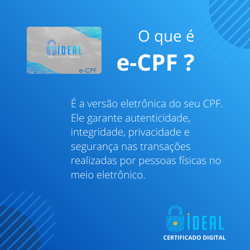 certificaideal's tweet photo. Você sabe o que é um e-CPF?
#CertificadoDigital #Ideal #DicaIdeal #AssinaturaDigital #Tech #Santos  #SãoPaulo #ZeroTreze https://t.co/eNvi5zFWsi