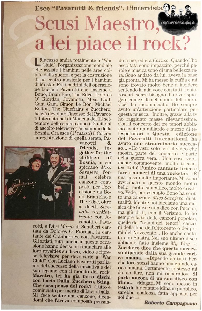 cranitalia's tweet photo. Who's arguing? 13
Settembre 1995, Modena, Pavarotti International: un Live Aid italiano con grandi musicisti internazionali. Dolores O'Riordan scalda i cuori con un intenso duetto sulle note dell'Ave Maria.
#25thNNTA #whosarguing https://t.co/IpBQsCBmIm