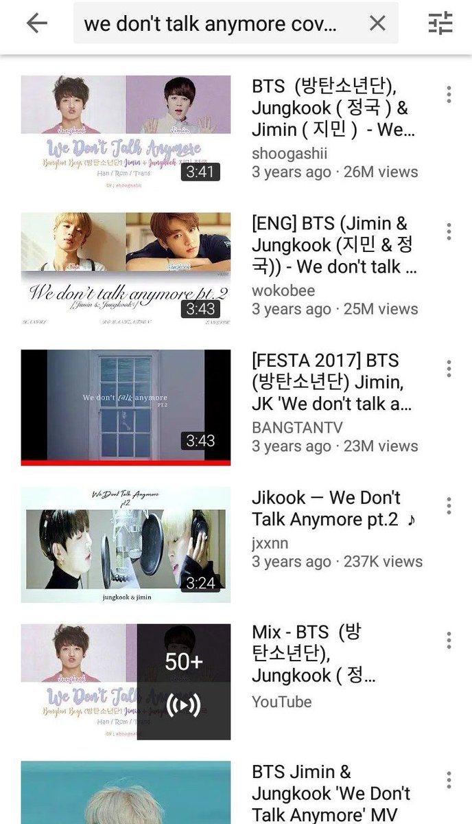 Another example. Try Googling these and you'll see lyric videos appearing first.We've to work on this so people and potential ARMY'S don't watch these.