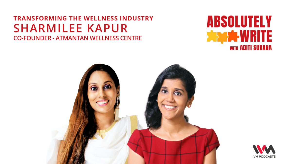 IVMPodcasts's tweet photo. In this episode of #AbsolutelyWrite, host @Aditisurana is joined by Sharmilee Kapur, Co-founder at @atmantan
They talk about the importance of wellness, her role in transforming the industry, her commitment towards wellness and much more!
Tune In: https://t.co/Ob9UVsIYkJ https://t.co/LGUnuTp0yw