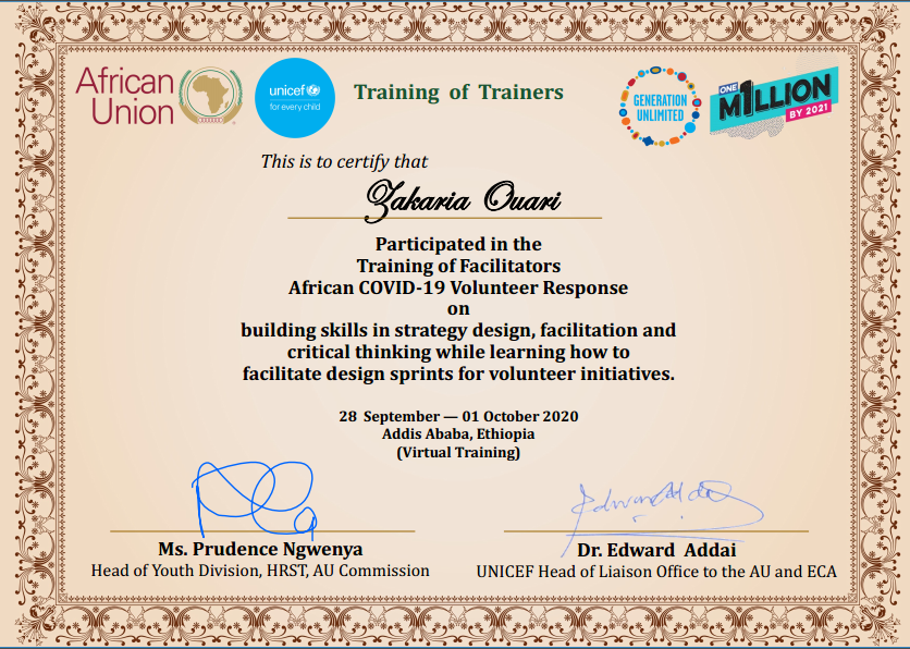 zaki_ouari's tweet photo. How we can empower the youth, without being competent &amp; have got what it takes to drive the Agenda 2063 forward.

I am very thankful for the @AUYouthProgram and @UNICEF_AUOffice  for this opportunity ! 

#AUYV
#AYM2020
#1MBY2021 https://t.co/xBDyuSIfct