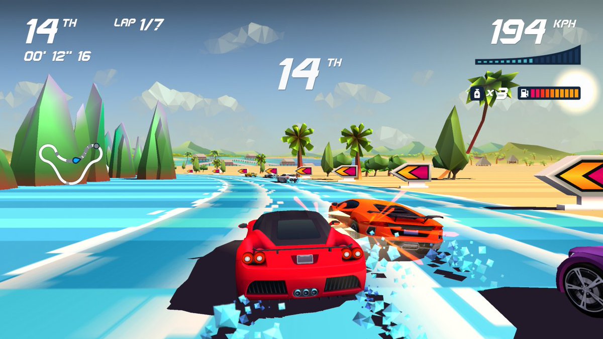 NFGgames's tweet photo. A brief tale of three racing games: Hotshot Racing, Inertial Drift, and Horizon Chase Turbo.

One of them isn't very good.  The other two are brilliant in different ways.

https://t.co/JmdOkBwmo7 https://t.co/oYGqcgDgH7