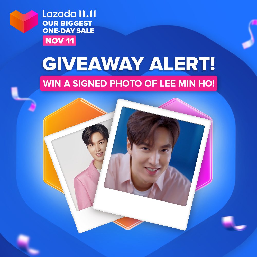 LazadaPH's tweet photo. GIVEAWAY ALERT!✨

Want to add to heart your fave oppa? Here's your chance to WIN A SIGNED PHOTO OF LEE MIN HO! All you have to do:
1. Follow @LazadaPH on Twitter
2. Reply #Lazada1111 #LazadaPH (more replies = more entries)

We'll pick TWO WINNERS when we hit 100K followers!💙 https://t.co/1wBHHPGQaR
