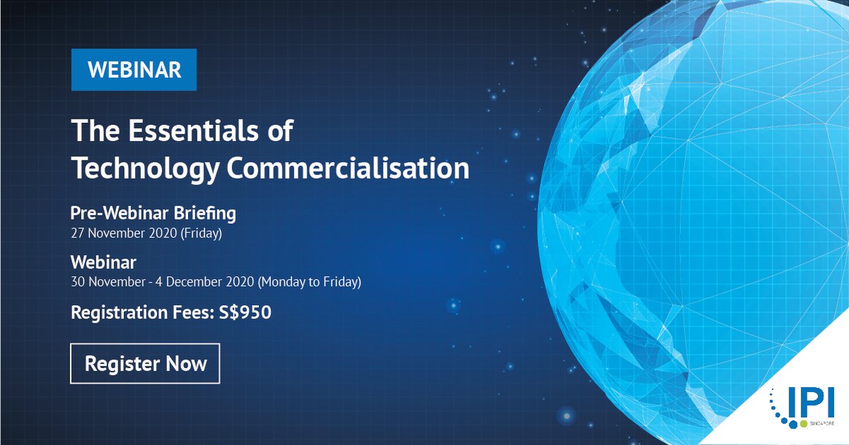 Join the Essentials of Technology Commercialisation webinar to evaluate your technologies and translate them into successful commercial ventures - whether it is in theory or based on real-life case studies.
Register here: bit.ly/etcw2020

#TechCommercialisation