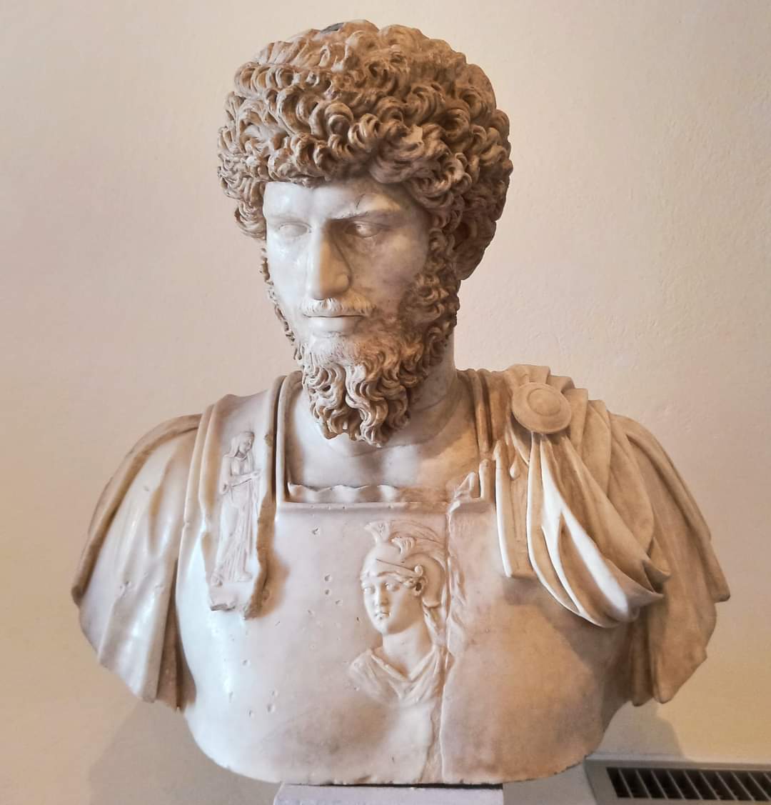 MuseoArcheoVene's tweet image. #DIFFICULTWORDS
Today&apos;s word is LORICA. It’s a latin word from “lorum” that means: leather stripes. Originally Roman soldiers had leather cuirasses and lorica means the armour which was further developed and made with metal mail and strips.
📷 Lucius verus with armour (166 AD)