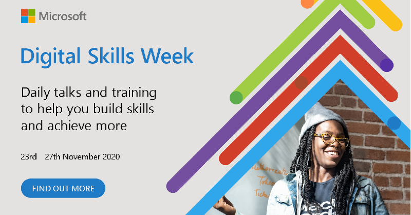 MSFTBusinessUK's tweet photo. 🗓 Join us for Digital Skills Week from November 23!
 
Learn new skills with free workshops, daily talks and training to achieve more.