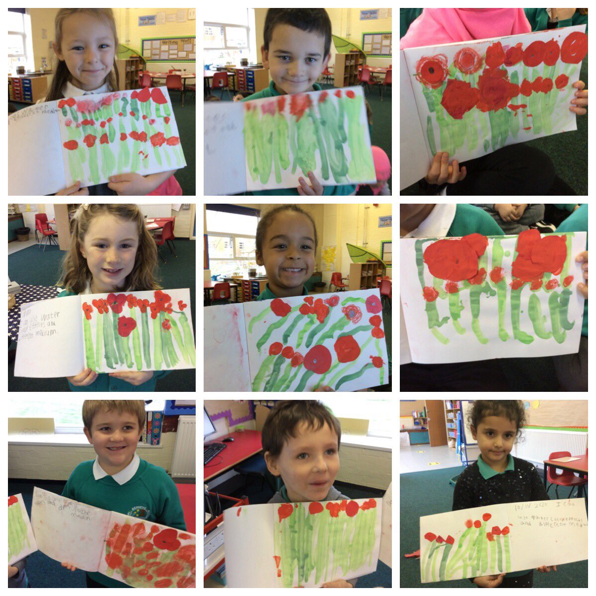 Springwood_Prm's tweet photo. Look at our amazing poppy art work, we used water colours and different medium to make the poppies #springmonmouth #springexpressive #RemembranceDay https://t.co/ahwmUr9xVO