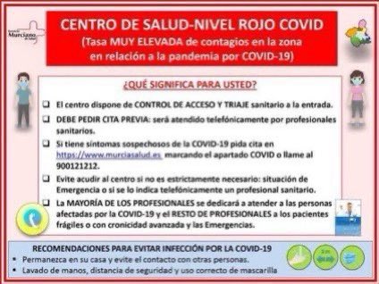 Area2Cartagena's tweet photo. ❗️ Niveles #COVID19  de los centros de #AtenciónPrimaria 

🔴 C.S de F. Álamo, La Unión y Puerto de Mazarrón 
📙C.S Cartagena Oeste, Los Dolores, San Antón, Casco Antiguo, Los Barreros y Mar Menor.
@Murciasalud @AytoCTcomunica @AytoMazarron @fuentealamo 

🚦93 pacientes en 🏨 https://t.co/xzCK3kmfjx