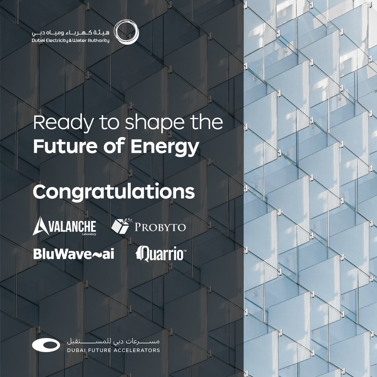 Dubai Future Accelerators (@futureaccel) on Twitter photo 4 companies will be working virtually with <a href="/DEWAOfficial/">DEWA | Official Page</a> on their #FutureofEnergy challenge.
Once they share their #innovative solutions and proof of concept, DEWA will select the companies who’ll join us in #Dubai for the second phase of our #Fall2020Programme. 4 companies will be working virtually with <a href="/DEWAOfficial/">DEWA | Official Page</a> on their #FutureofEnergy challenge.
Once they share their #innovative solutions and proof of concept, DEWA will select the companies who’ll join us in #Dubai for the second phase of our #Fall2020Programme.