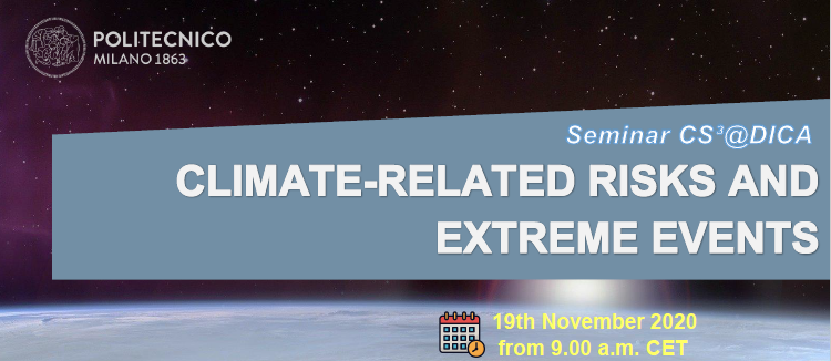 CampusSos's tweet photo. Non perdere il Seminario sul tema: CLIMATE RELATED RISKS AND EXTREME EVENTS, organizzato dalla Commissione Scientifica del @PolitecnicoDICA, in programma il 19/11 (9:00 - 13:30), sulla piattaforma Webex.  
Info su: https://t.co/WlYMAXWAYF https://t.co/7fnuc5JYBx