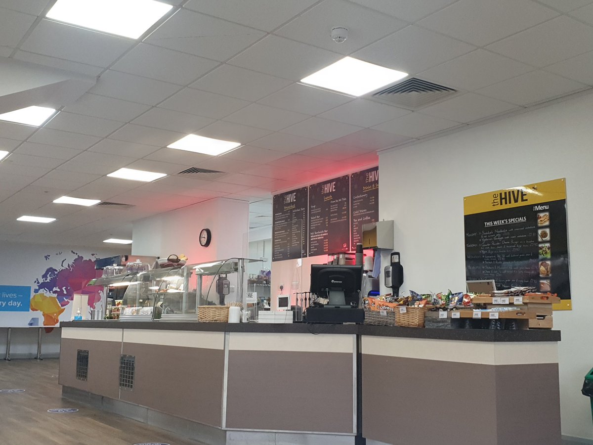 Changing the Cafe lights to red this morning at our Manchester site in memory of those who died in the line of duty #RemembranceDay2020