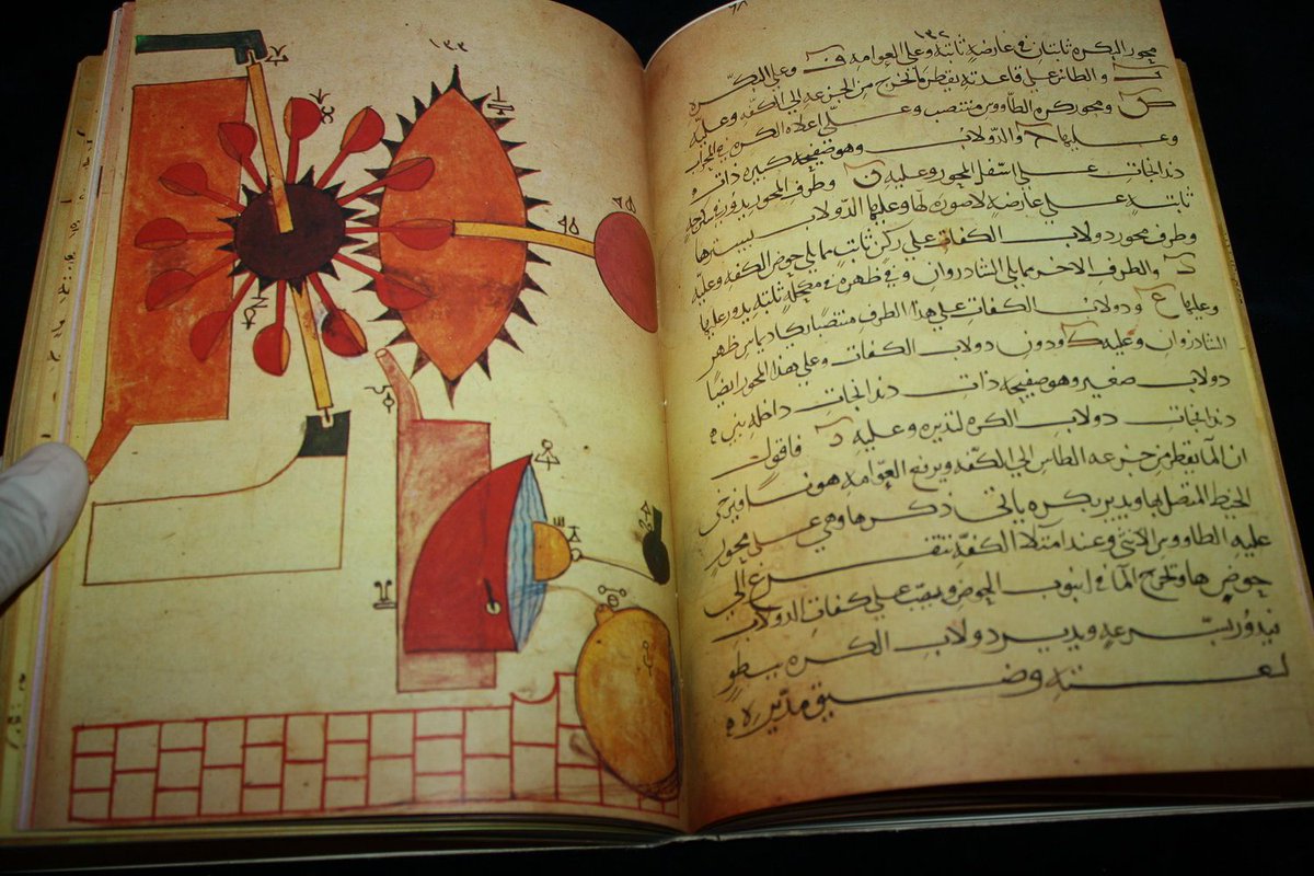 1) The Book of Ingenious Devices (كتاب الحيل), published in 850 by the three brothers, known as the Banu Musa working at the House of Wisdom in Baghdad, Iraq, under the Abbasid Caliphate. The book described about one hundred devices and how to use them... 1/6 #Science  #History