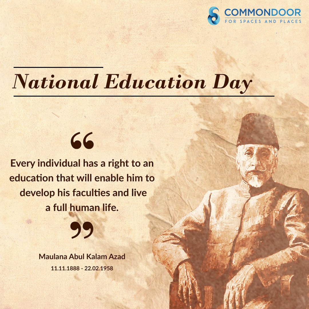 COOMMONDOOR's tweet photo. National Education Day is observed to commemorate the birth anniversary of Maulana Abul Kalam Azad, the first education minister of independent India. 
#NationalEducationDay #NationalEducationDay2020 https://t.co/1BtinX7LSv