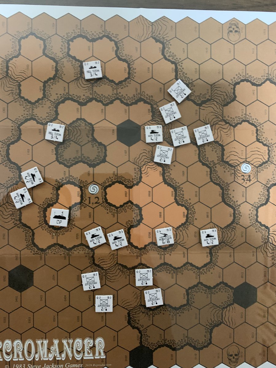 Paneuropean setup 8x2INF 2 MSL 1 HWZ 6 HVY arranged in a defensive screen for high ground CP. tanks are screening slope approaches, Howitzer for forward screening.