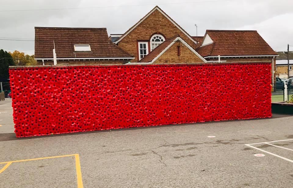 NorthTownSBM's tweet photo. Lest We Forget - North Town Poppy Wall https://t.co/opEt4O9Gh6