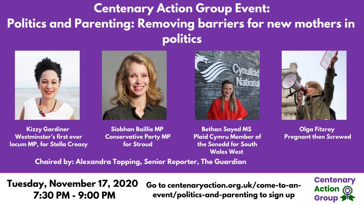 Just under a week left to register for our politics and parenting event, exploring politics hostility towards new parents, the disproportionate impact that this has on women in political life, and the path forward removing those barriers: centenaryaction.org.uk/come-to-an-eve…