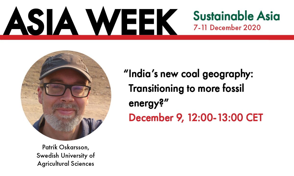 Asianettverket (@asianettverket) on Twitter photo Growing coal consumption in India🇮🇳 coupled with continued use in China🇨🇳 keeps coal-based energy at 40 percent of the world’s heat and power generation.
Join this #AsiaWeekUiO talk with <a href="/poskar/">Patrik Oskarsson</a> @_SLU on India’s new coal geography.
Read more: sum.uio.no/english/resear… Growing coal consumption in India🇮🇳 coupled with continued use in China🇨🇳 keeps coal-based energy at 40 percent of the world’s heat and power generation.
Join this #AsiaWeekUiO talk with <a href="/poskar/">Patrik Oskarsson</a> @_SLU on India’s new coal geography.
Read more: sum.uio.no/english/resear…