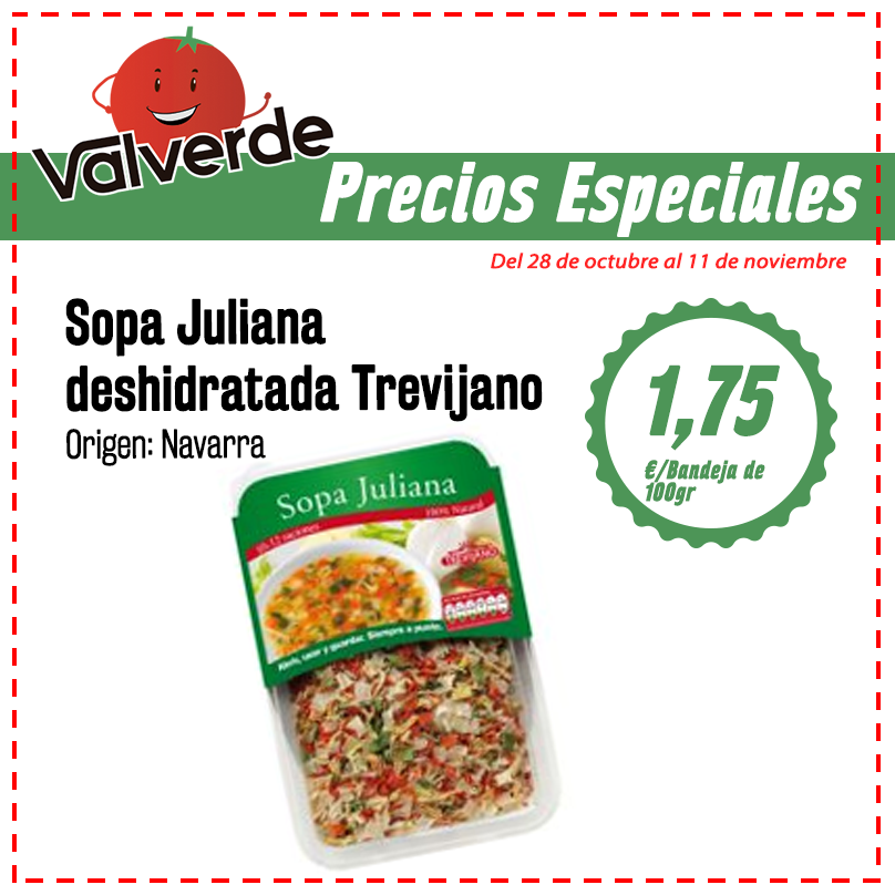 frutasvalverde's tweet photo. ¿Has probado nuestra sopa juliana? Se prepara en un santiamén y está deliciosa, ¡¡lévatela ahora a un súper precio en #FrutasValverde! 🍲
#CalidadValverde #FrutiOfertas https://t.co/hxf1Eyisov