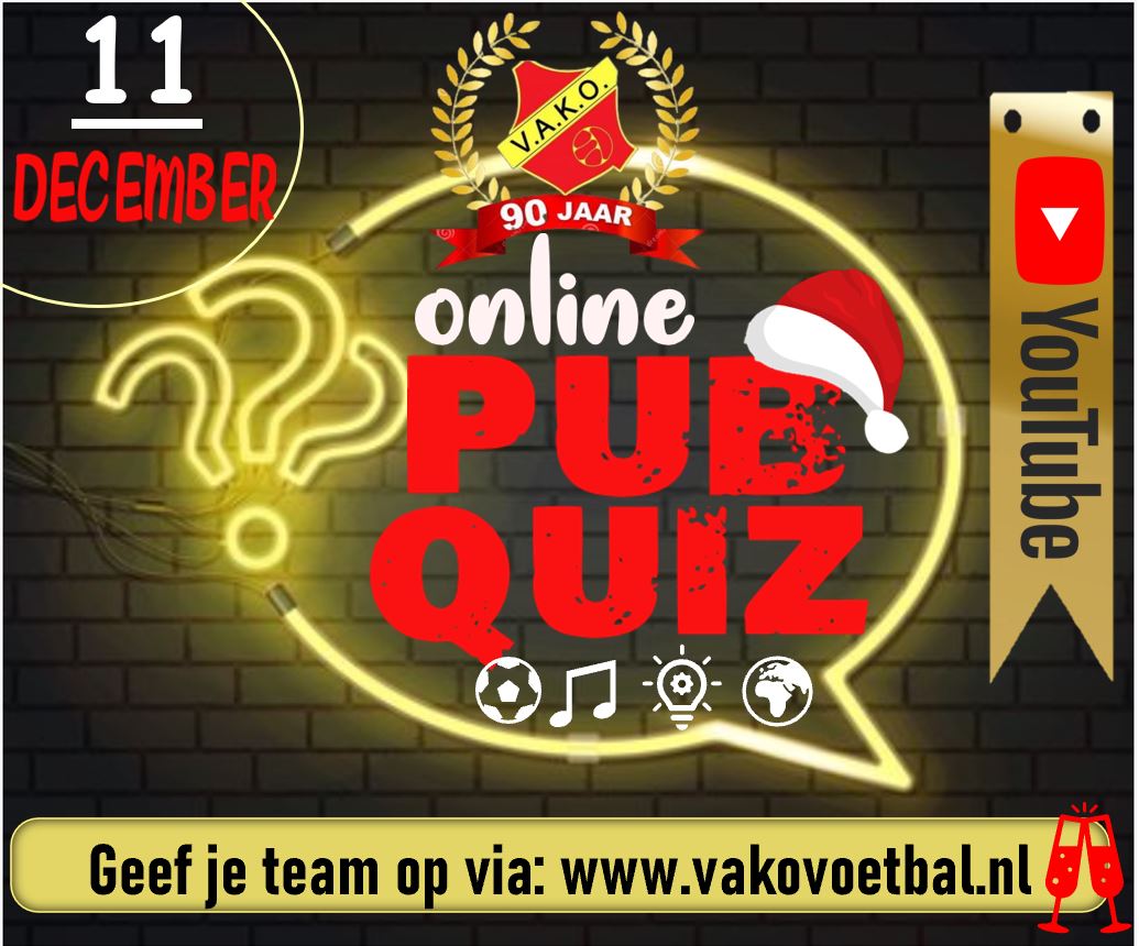 Inschrijven voor de online VAKO Pubquiz kan vanaf vandaag! Geef je team snel op via: vakovoetbal.nl/nieuws/948-onl…