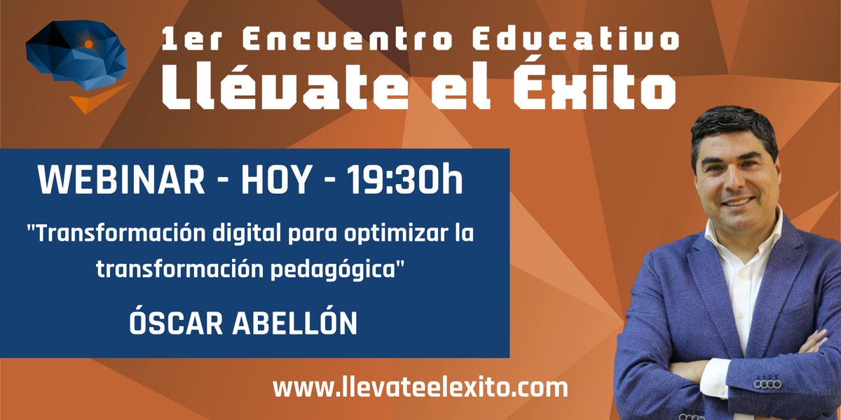 Muchos os seguís inscribiendo cada día. Ya sabéis que podréis recuperar los Webinars anteriores y uniros a los siguientes 👇

📆 Hoy - 11/11/2020

🕢19:30h (Hora española)

🎙️ <a href="/oscarabellon/">Oscar Abellón Martín</a>: "Transformación Digital para optimizar la Transformación Pedagógica"

#Educación