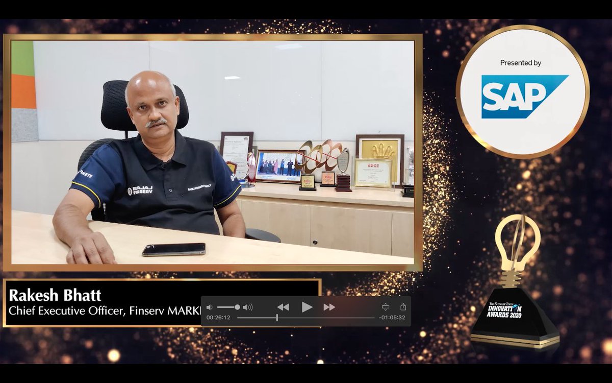 "This award motivates us to continue on our journey of innovation and we would like to thank Economic Times for it." - Rakesh Bhatt, CEO, Finserv Markets

#ETInnovationAwards <a href="/saplabsindia/">SAP LABS INDIA</a> <a href="/SAP/">SAP</a> <a href="/rsprasad/">Ravi Shankar Prasad</a>
 <a href="/OfficeOfRSP/">RSPrasad Office</a> <a href="/BainIndia/">Bain & Company India</a>  @FinservMARKETS