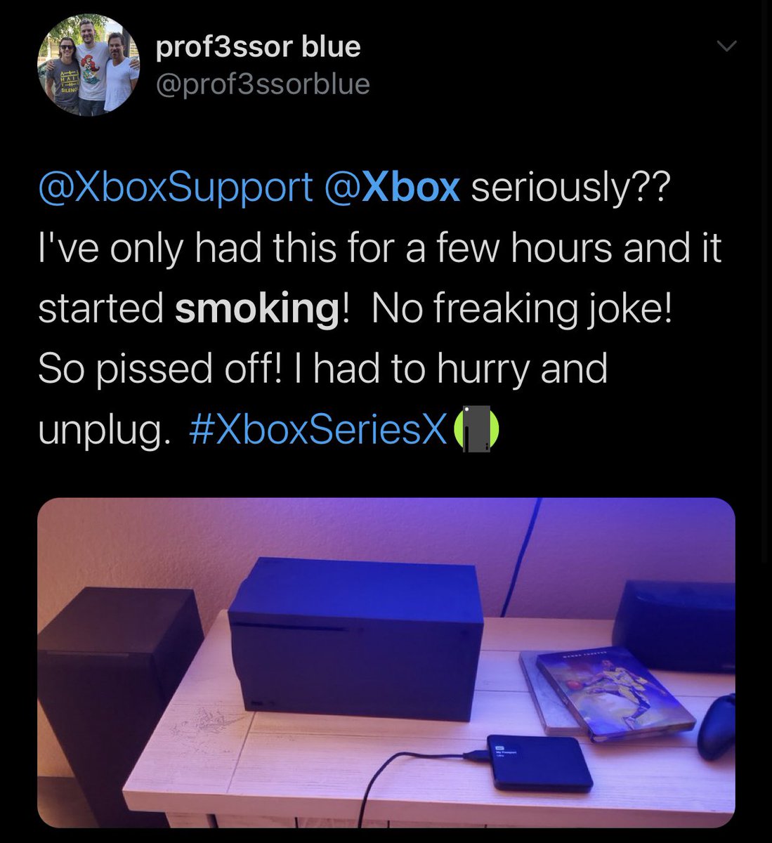 More cases of Xbox’s smoking  https://www.reddit.com/r/xbox/comments/js32qa/my_xbox_series_x_just_started_smoking/?utm_source=share&utm_medium=ios_app&utm_name=iossmf