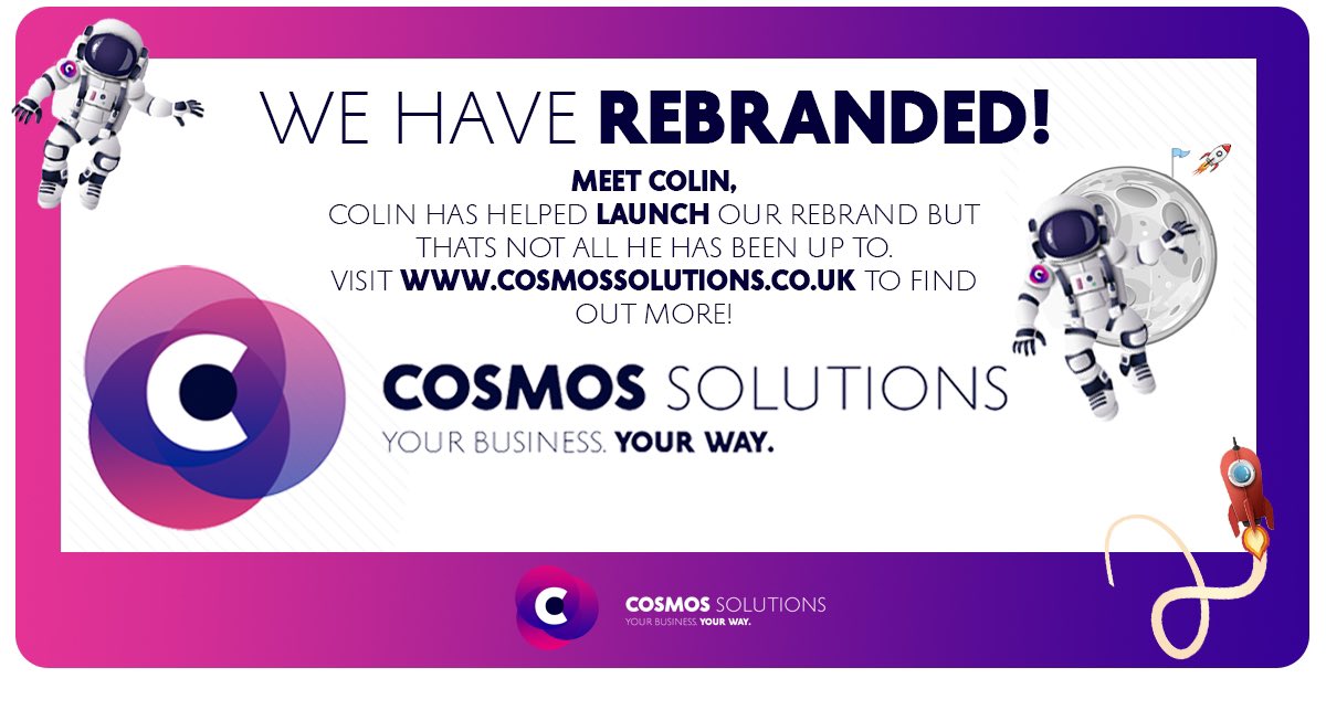 CosmosSolution1's tweet photo. 🚀 We are ready to Launch 🚀 

Cosmos have #rebranded and our logo is not the only thing that’s changed! We can’t wait to show you what we (along with Colin’s help of course) have been doing! Visit our website see what else we have been up to! #supplies #office #ColintheCosmonaut https://t.co/vbhRakUYIt