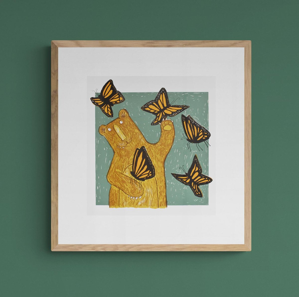 'Flutterbear' is now available on my website. I have have hand printed 20 screenprints. Each one is signed and editioned.⁠
⁠

#monarchbutterfly #bearartist #wypw #bearillustration #bearstyle #bearseason #screenprintlife #lucygell #printmakingforthepeople #orangebutterfly⁠