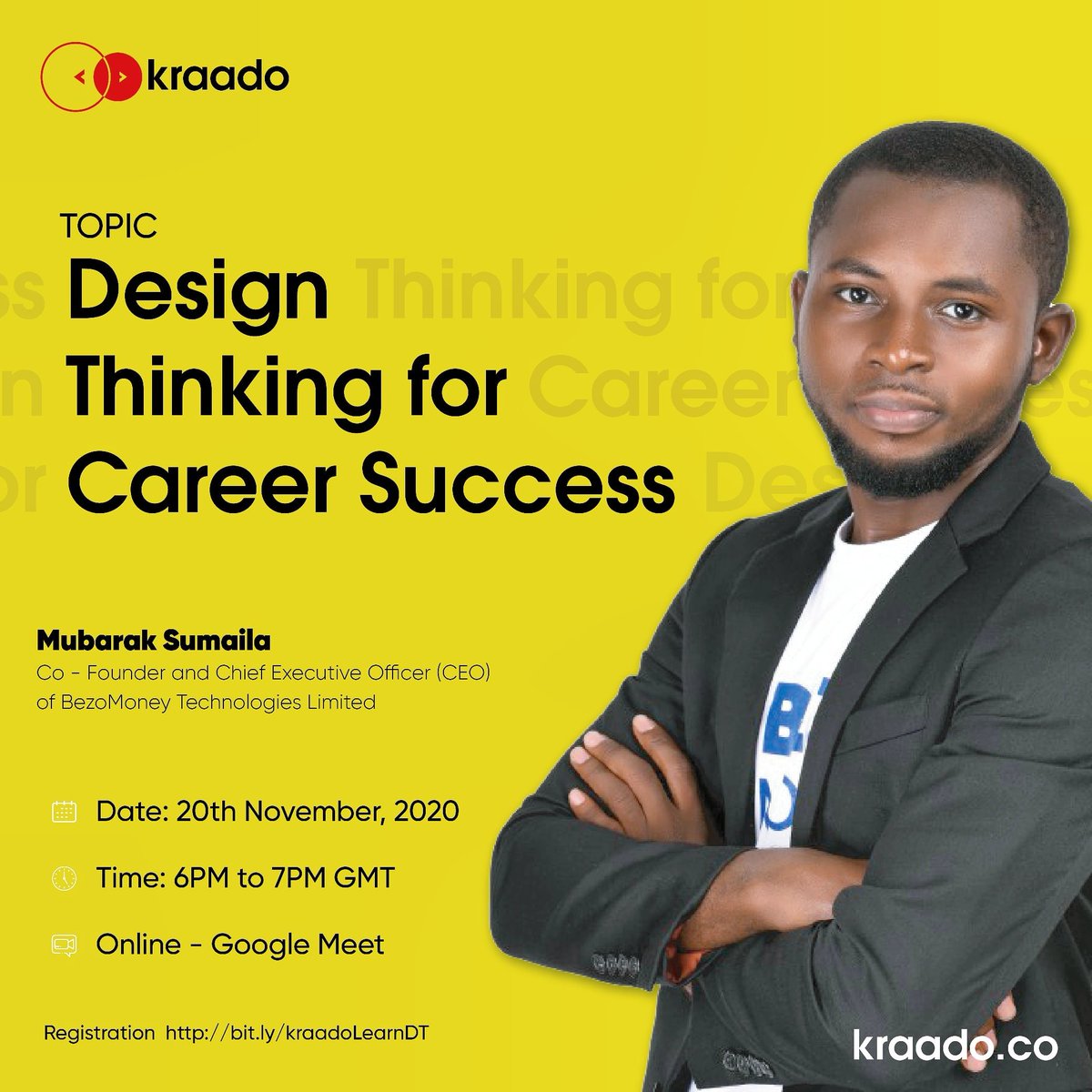 kafuiday's tweet image. #career101
How do you plan and thrive in your chosen career?
What resources do you need to start the journey?
@kraadoX is privileged to host Mubarak @The_Wanamaker to lead a session on using #designthinking principles for career growth 🙌
Register:👉 bit.ly/kraadoLearnDT