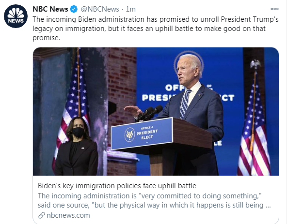 ADDENDUM: This is what I'm talking about. The election hasn't been certified and there are multiple states which still have not reported their outcome but the media is using closing language. "The incoming Biden administration"They want you to believe the deal is already done.
