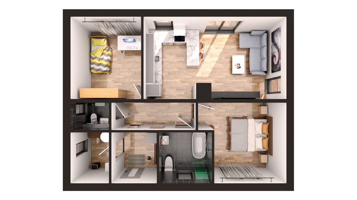 fibixstudio's tweet photo. Completely fresh renderings of type house with 3 rooms &amp; kitchen corner from our long term collaboration with BrickHouse company. It has been a pleasure &amp; great opportunity to make the complete portfolio of their houses. #archviz #rendering #RTX #fibixstudio #visualizations #3D https://t.co/2yEjyDweXO