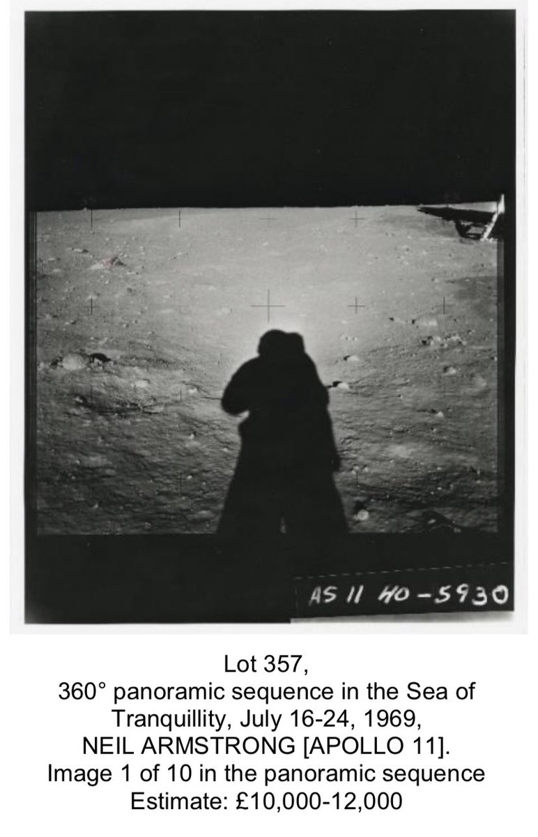 Here’s one example. A well-known, publicly accessible Apollo 11 image, printed out & predicted to garner £10,000-12,000. Nothing private, unique, or “special access” about it at all, despite the impression Christie’s are trying to give.  https://www.lpi.usra.edu/resources/apollo/frame/?AS11-40-5930