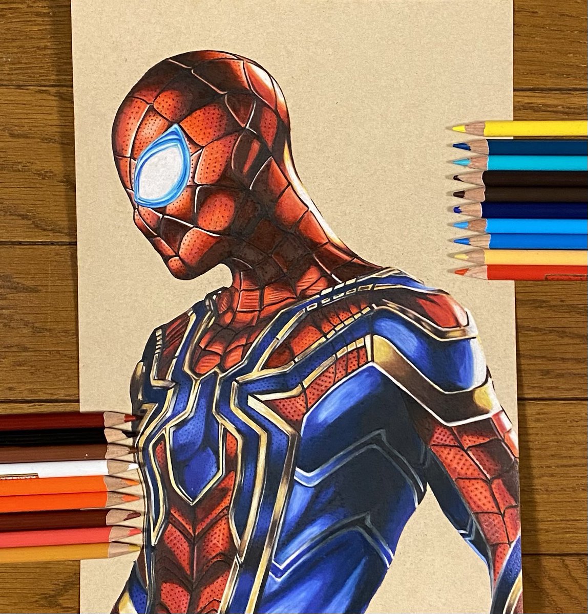 Johnny 色鉛筆 色鉛筆イラスト スパイダーマン 色鉛筆でアイアンスパイダーマン描きました T Co Eucxtuf1xz Twitter