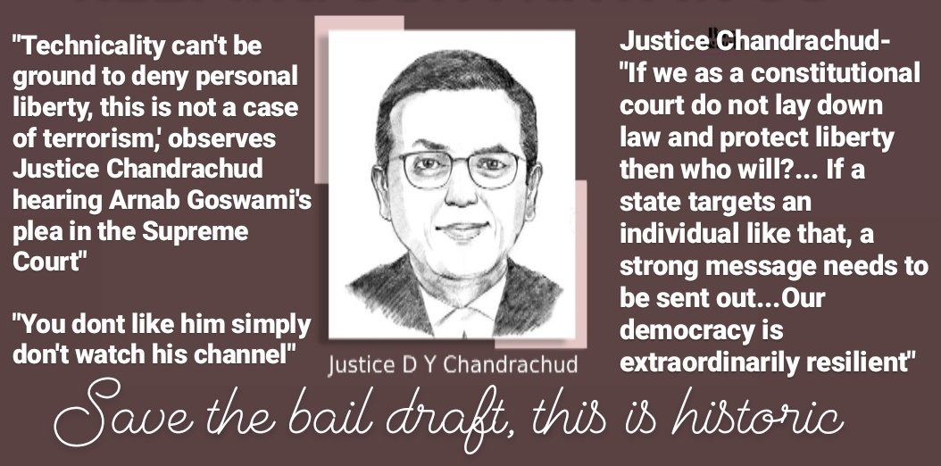 ChinkyDube's tweet photo. #ArnabIsBack
Thanks your lordship #JusticeChandrachud Sir, its your birthday today and you gave this gift.
Thanks for restoring our faith in #judiciary.
Kudos to Snr Adv #HarishSalve  Sir for such a spectacular argument today in favor of #ArnabGoswai in #SC
#SCGrantBailToArnab https://t.co/zGvfrnYXu6