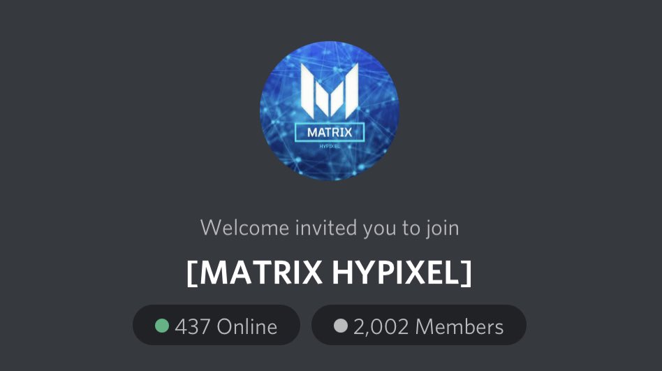 GuildOfGuilds's tweet photo. Congratulations to @MatrixHypixel on hitting 2000 Discord members! https://t.co/DPl2GCvi49