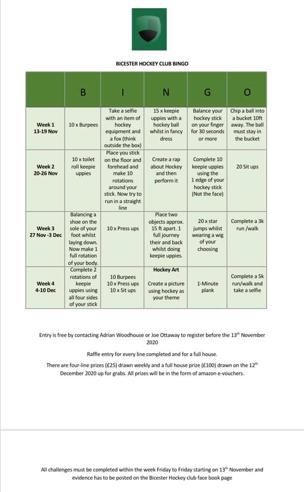 Bicester Hockey Club (@bicesterhc) on Twitter photo Keeping us amused during #Lockdown2 with a little #hockeyfamily bingo <a href="/EnglandHockey/">England Hockey</a> <a href="/bbcoxfordsport/">BBC Oxford Sport</a> Keeping us amused during #Lockdown2 with a little #hockeyfamily bingo <a href="/EnglandHockey/">England Hockey</a> <a href="/bbcoxfordsport/">BBC Oxford Sport</a>