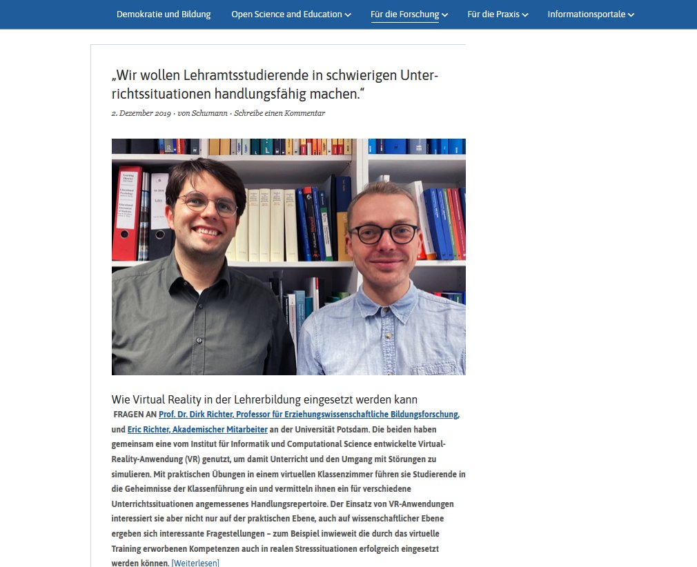 FachportalPaed's tweet photo. @eric_richter_ @unipotsdam @ebf_up Wie das funktioniert, hat @eric_richter_ im Interview „Wir wollen Lehramtsstudierende in schwierigen Unterrichtssituationen handlungsfähig machen.“ im #bildungsserverBlog beschrieben: https://t.co/7QFr3JKCoC #KI #Bildung https://t.co/UnrAfLgtDW