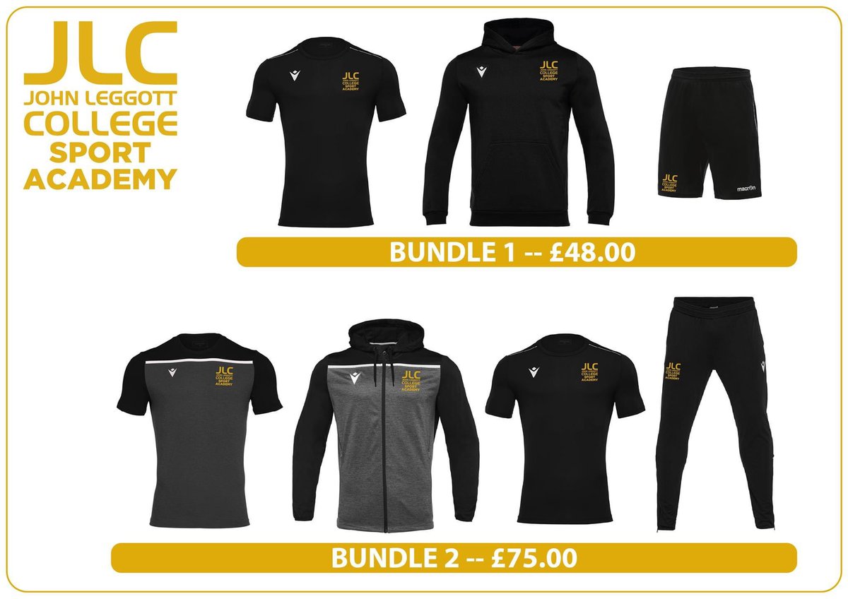 The JLC Sport Bundles are here! Orders can be placed at students services from next week - all sizing information is in our online shop #thisistheplace John Leggott College Hardgear - Teamwear Specialist <a href="/SportJlc/">JLC Sport</a>