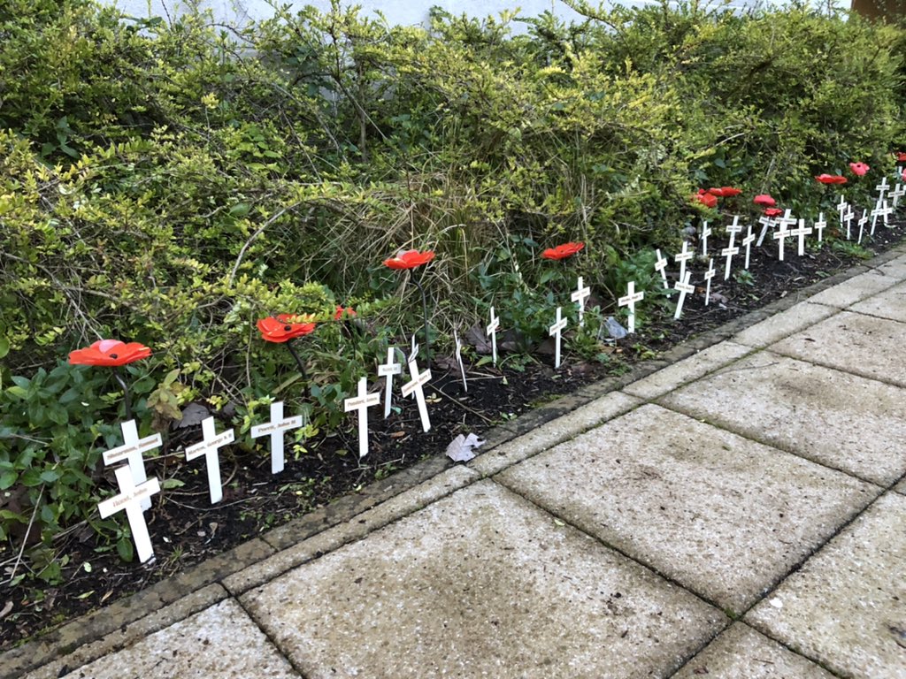 BearsdenTechDpt's tweet photo. To mark Remembrance Day @BearsdenAcademy  148 crosses are displayed for the Bearsden residents who lost their lives for us. Special thank you to Madeleine Bell, Jack Ransom and Rory Peers S6 for helping with the display. #poppyscotland #RememberanceSunday #WeWillRememberThem https://t.co/8d0jNPolsf