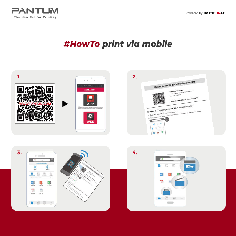 Pantum_SA's tweet photo. Easy mobile printing in only 4️⃣ steps with the Pantum App! 
Check out this helpful guide and start printing from your phone now! 
#efficientworkcompanion #soho #workfromhome #printer #SMB #printing https://t.co/vi0Cr33XAg