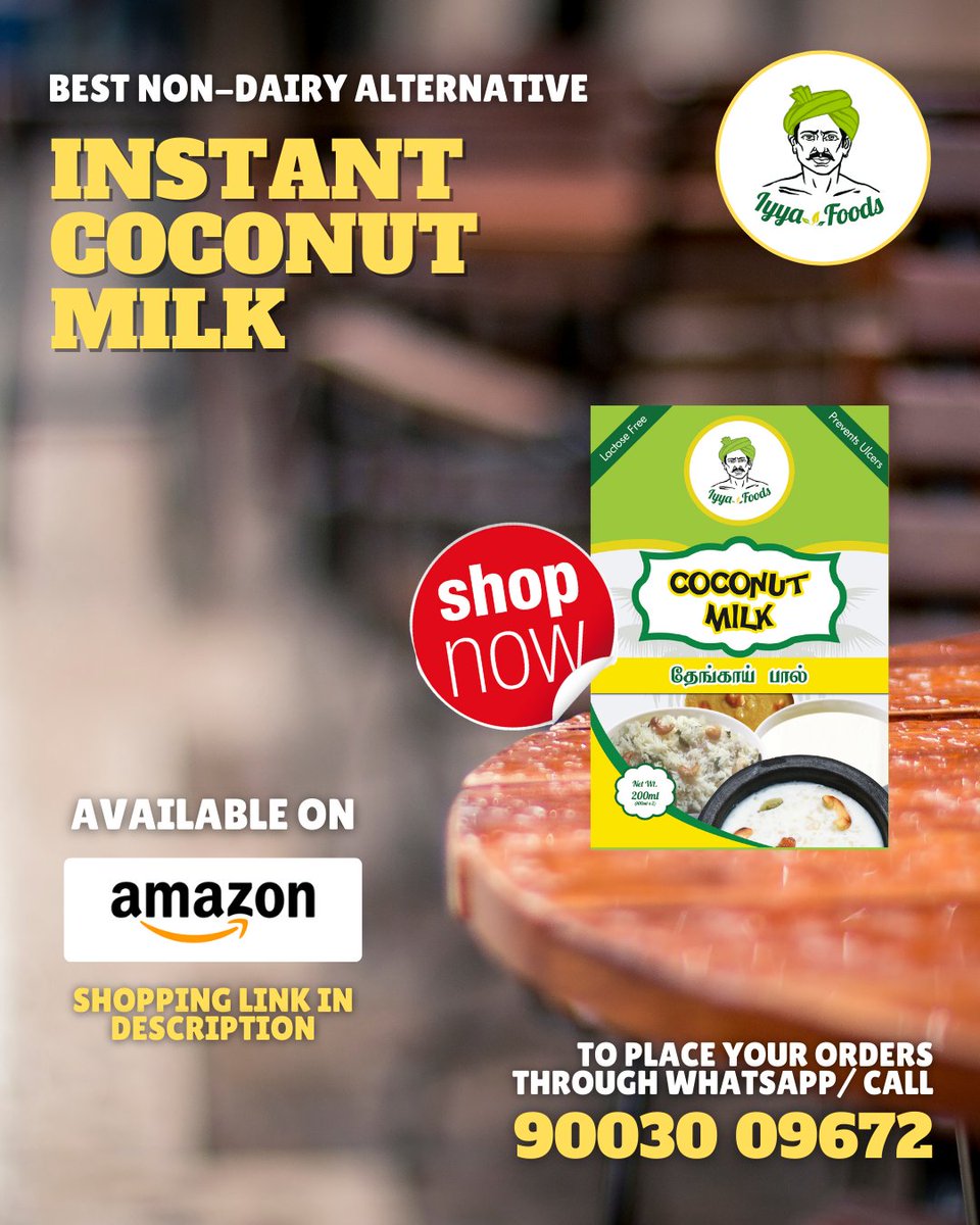 FoodsIyya's tweet photo. This Diwali season, taste the goodness of fresh "Instant Coconut Milk" from @FoodsIyya available in fresh &amp; hygienic 200 ml packs.

To shop on Amazon, please click the link below:
https://t.co/wQ9IvwJacD

#IyyaFoods #Amazon #Diwali2020 #DiwaliSpecial #Diwali  #buynow #ordernow https://t.co/PZ7WAc0Br5