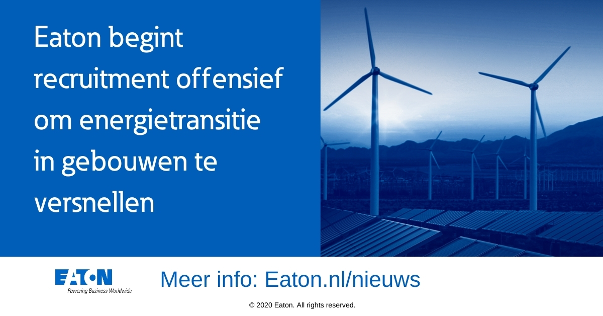 Eaton kondigt grote investeringen en groei aan, gericht op de energietransitie in gebouwen, om zo een duurzamere toekomst op basis van schone energie te bevorderen. Daarbij moeten in 2025 meer dan 300 nieuwe mensen zijn aangenomen. Lees meer: eaton.works/3eMmdxD