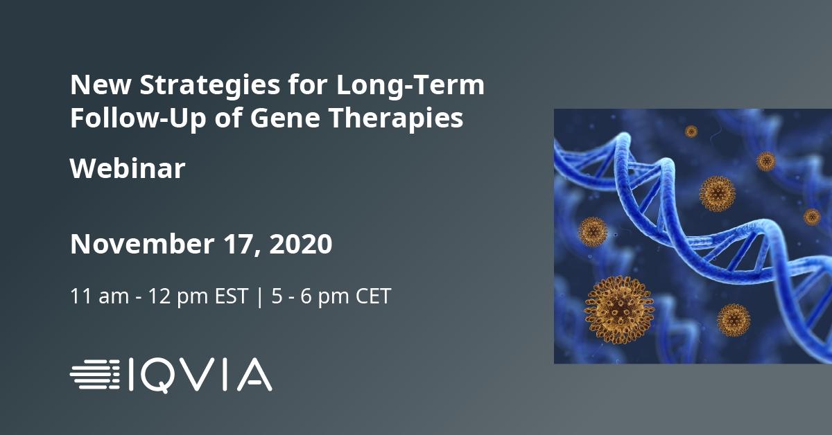 IQVIA_global's tweet photo. How can you follow cell and #genetherapy patients for up to 15 years? Explore new patient-centric solutions during our November 17th live webinar with a panel of #IQVIA and @IQVIA_Biotech experts. Register now: https://t.co/A4z1t6YPzw https://t.co/pQrIrzT3Fn