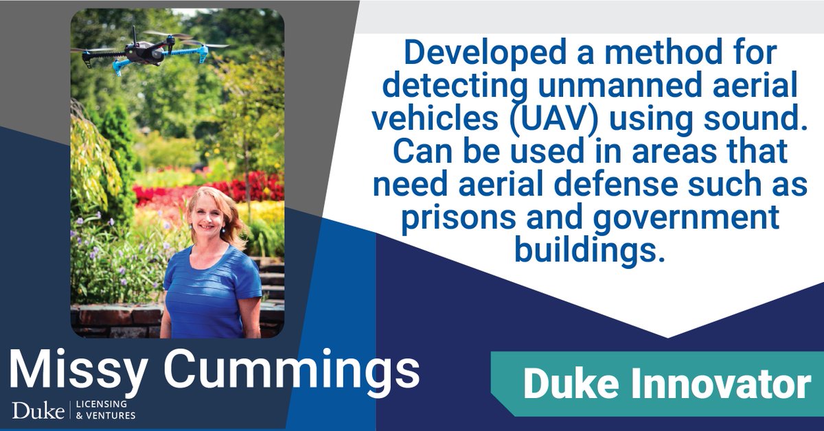 DukeOTC's tweet photo. With the rise in popularity of #drones, their use in anti-social activities has also proliferated @DukeEngineering's @missy_cummings has developed a way to detect interloping drones using a single microphone
Learn more ➡️https://t.co/a4IsIK6ZLv
#DukeInnovationMonth
#DukeInventor https://t.co/FhbchF5vlD