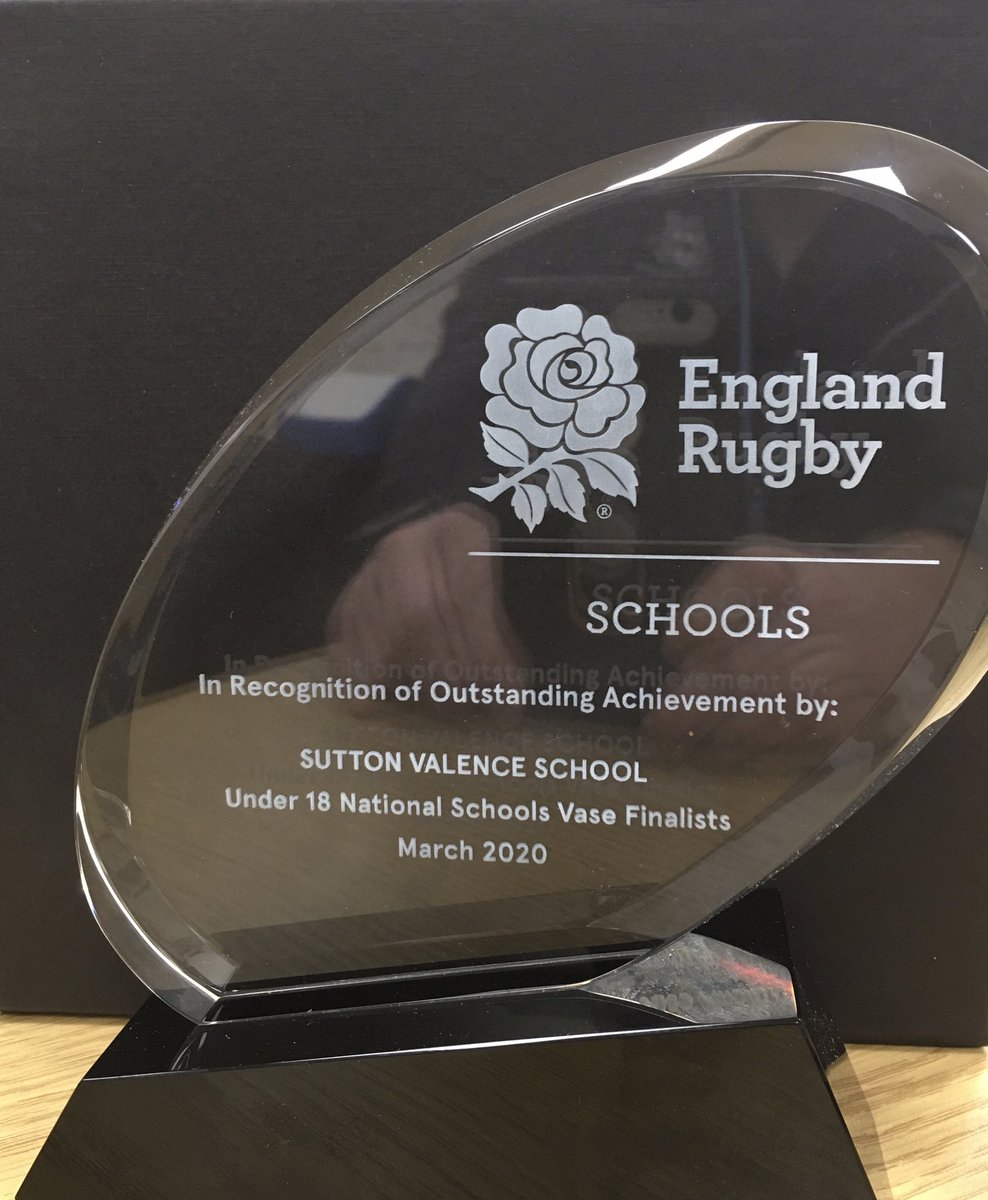 SVS_Sport's tweet photo. Incredibly proud of this trophy received today from @EnglandRugby that recognises the 1st XV achievement of getting to the National Vase Final in March at Twickenham. Unfortunately the match was cancelled due to C-19. A fantastic achievement by all involved. #SVS_Sport https://t.co/WqSjvjWb8H
