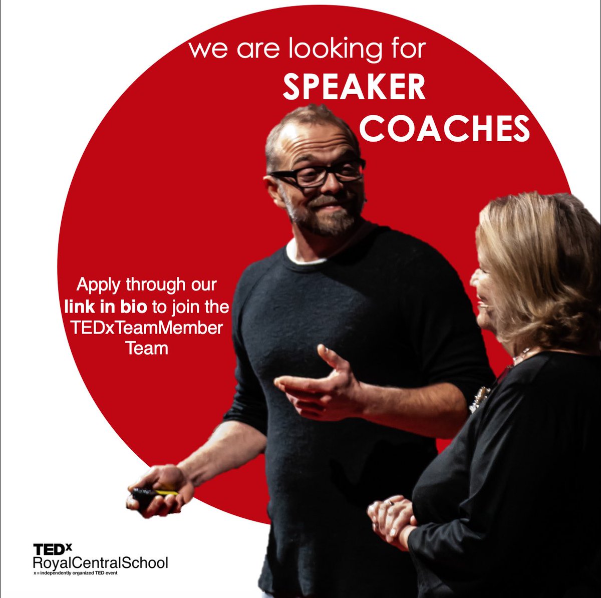 TEDxRCSSD's tweet photo. We are looking for speaker coaches for our speakers and performers.

Apply through our link in bio to become a TEDxTeamMember.

#TED #TEDTalk #TEDxTalks #TEDx #cssdlondon #vocalcoach #actortraining #speaker #training #voice #voicetraining #lifecoach #speakercoach #coach #student https://t.co/H1NmBxab4p