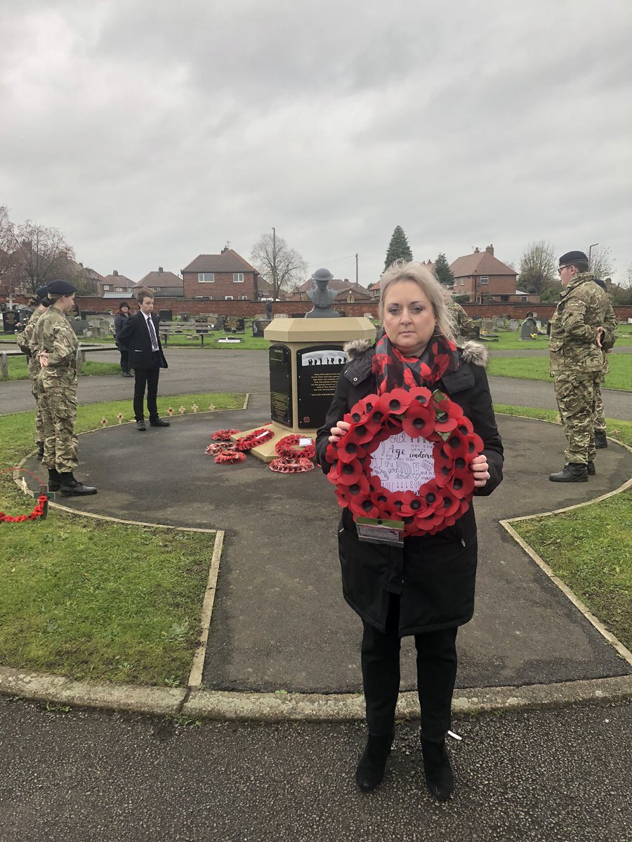 AstreaCadet's tweet photo. This morning 2Lt Guy and @AstreaCadet were joined by @DearneALC at #BoltonUponDearne cemetery to place crosses on @CWGC graves and observe 2 minutes silence at 11.00 #RemembranceDay2020 @AstreaDearne @2022cohort #WeWillRememberThem https://t.co/3RR4kXgYhK