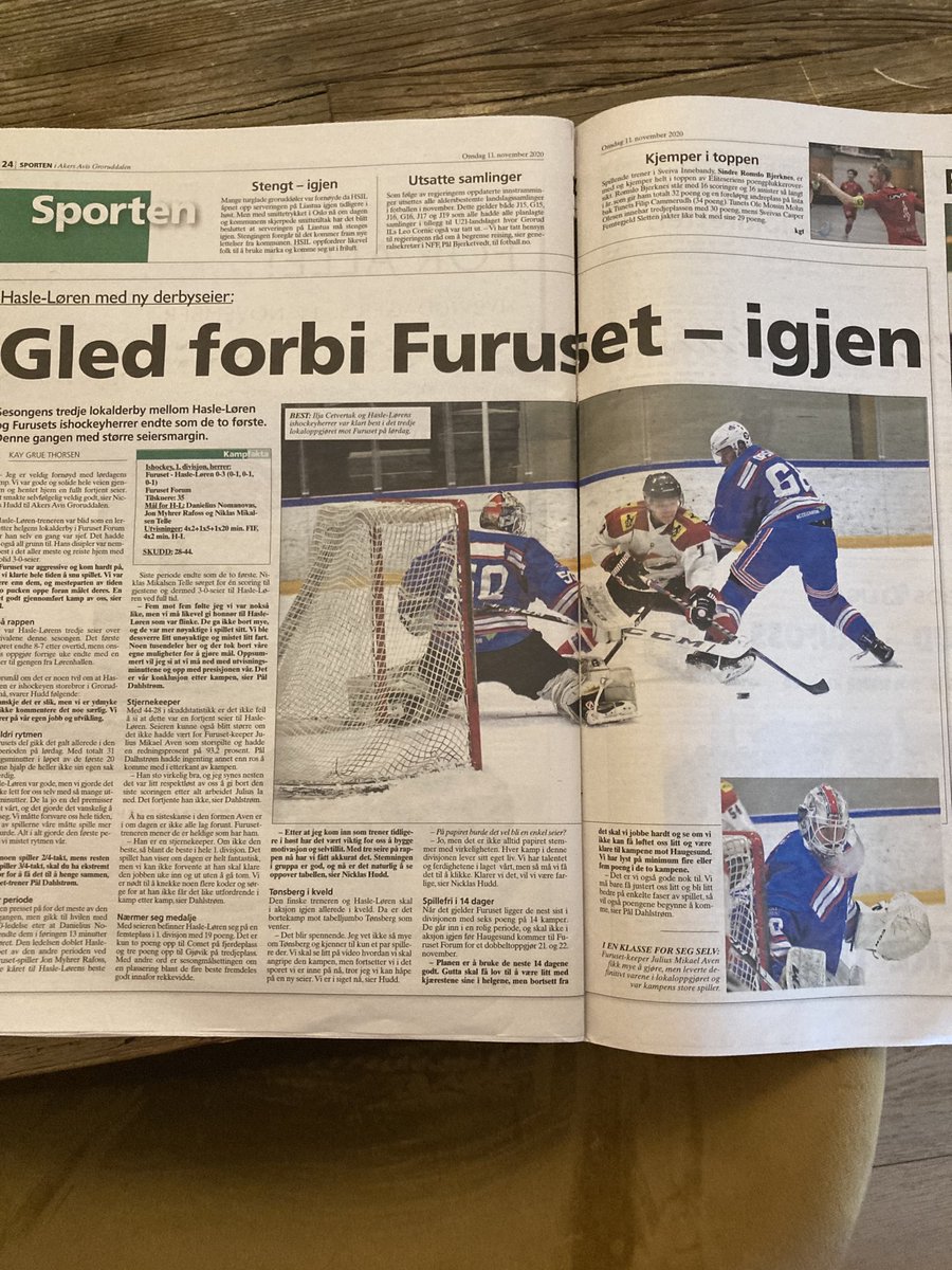 lge12's tweet photo. Hyggelig dobbeltside i dagens @AAGroruddalen. Lokalderby mellom @FurusetIshockey - @HasleLorenIL. #oslo5 #løren #storebror #groruddalen https://t.co/WL8CDeSAus