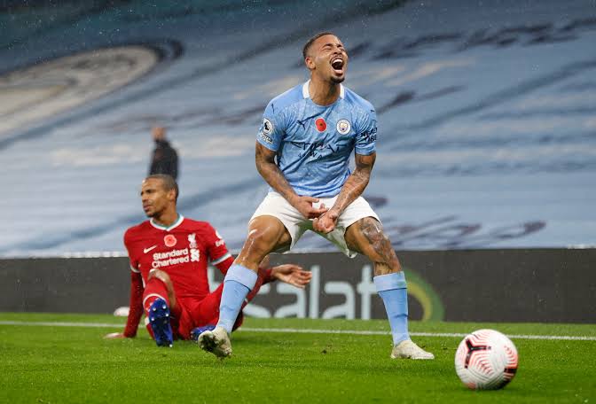 Liverpool at Home. 1-0 down, Jesus scores.